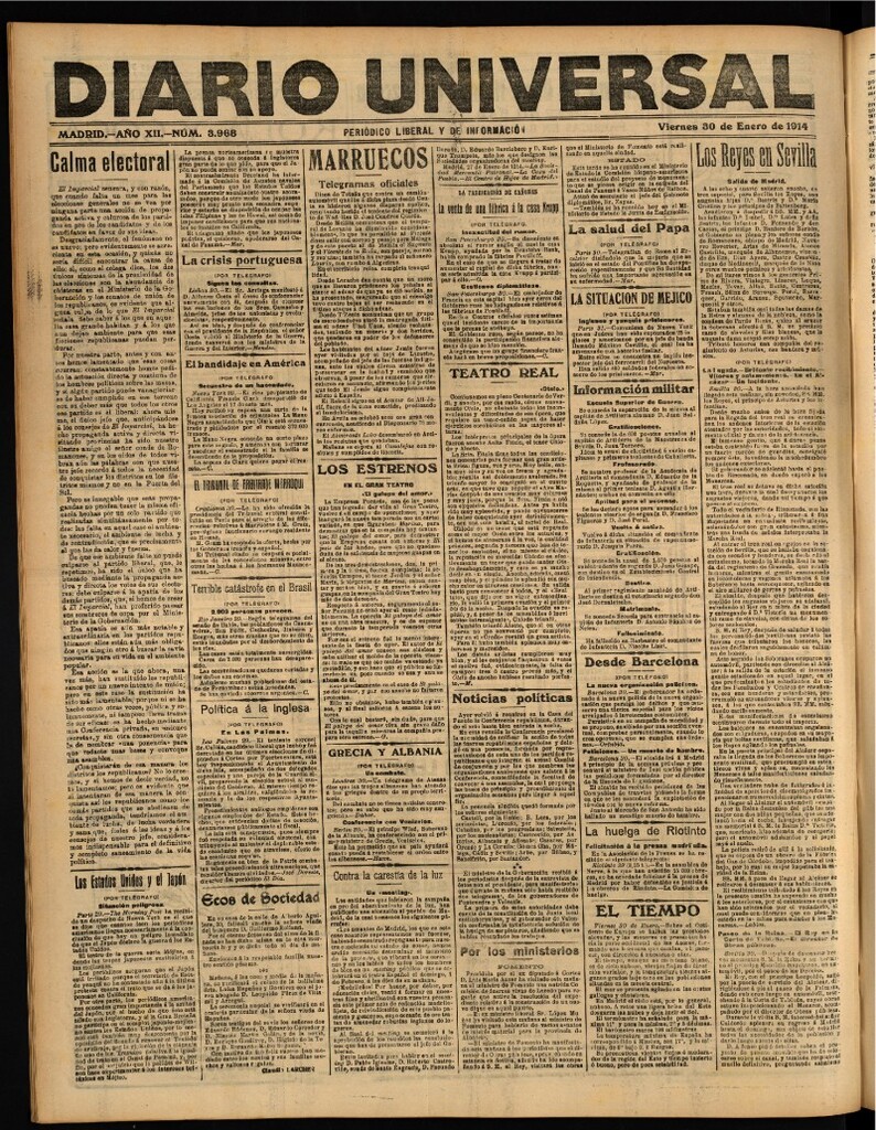 Miniatura de Diario Universal del 30 de enero de 1914