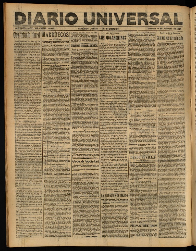 Miniatura de Diario Universal del 6 de febrero de 1914