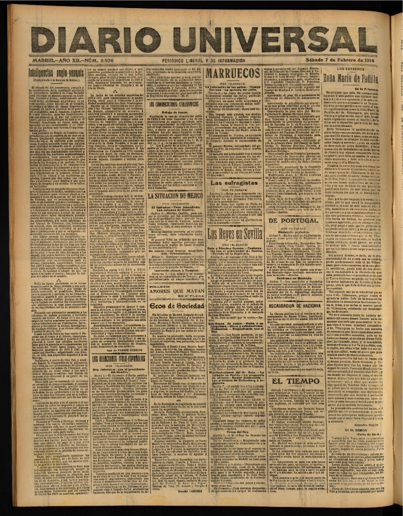 Miniatura de Diario Universal del 7 de febrero de 1914