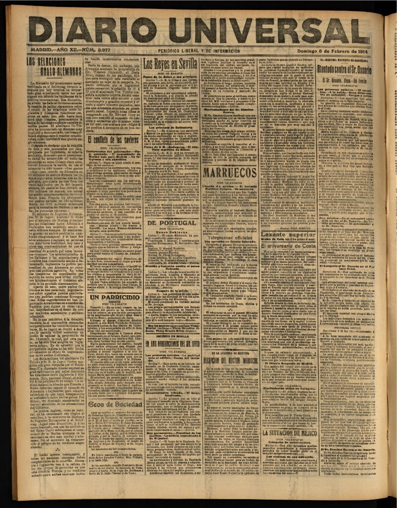 Miniatura de Diario Universal del 8 de febrero de 1914