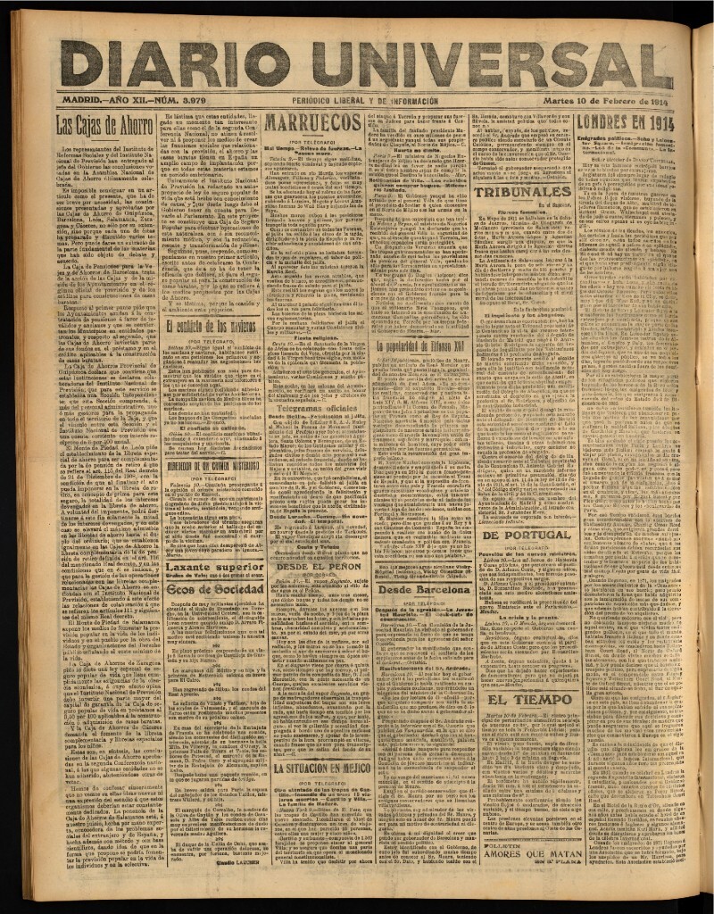 Miniatura de Diario Universal del 10 de febrero de 1914