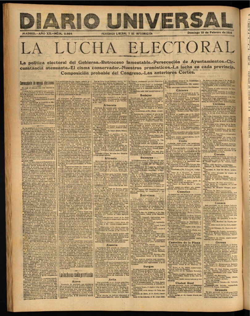 Miniatura de Diario Universal del 15 de febrero de 1914