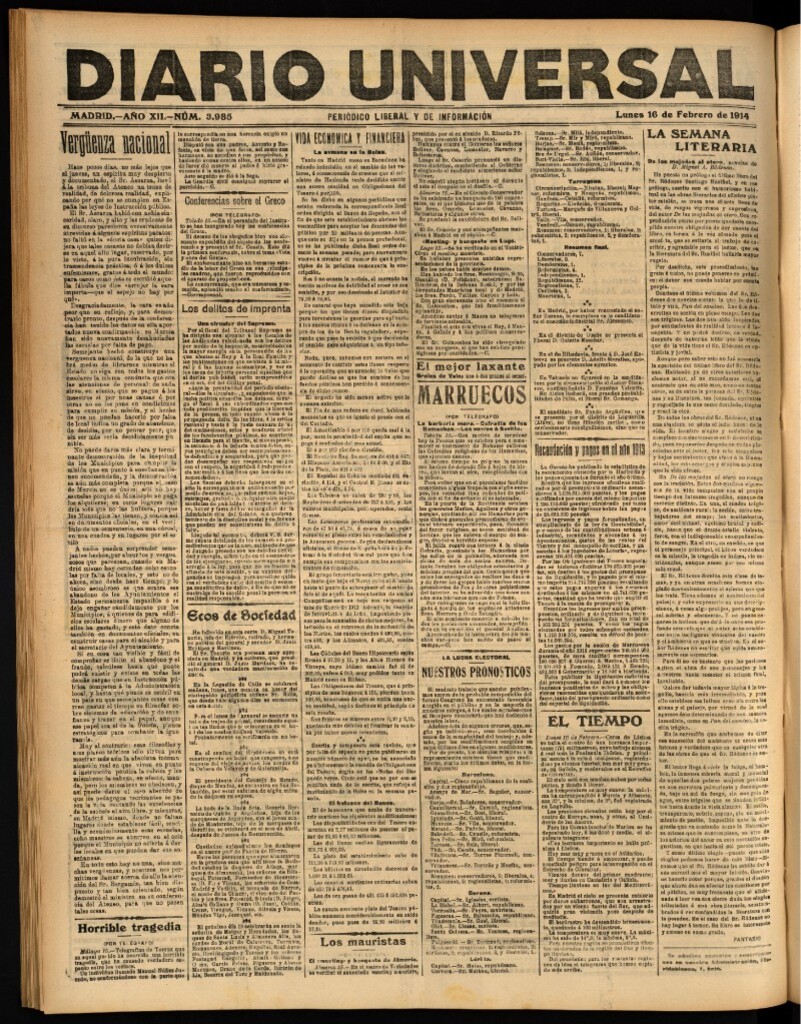 Miniatura de Diario Universal del 16 de febrero de 1914