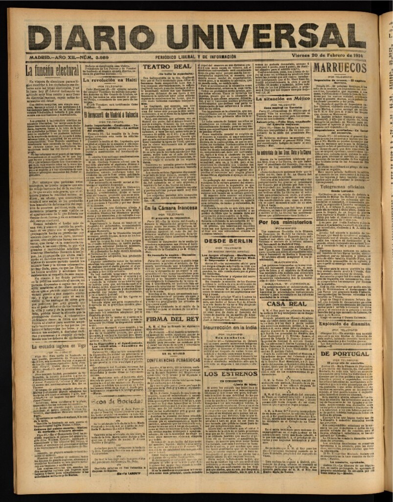 Miniatura de Diario Universal del 20 de febrero de 1914