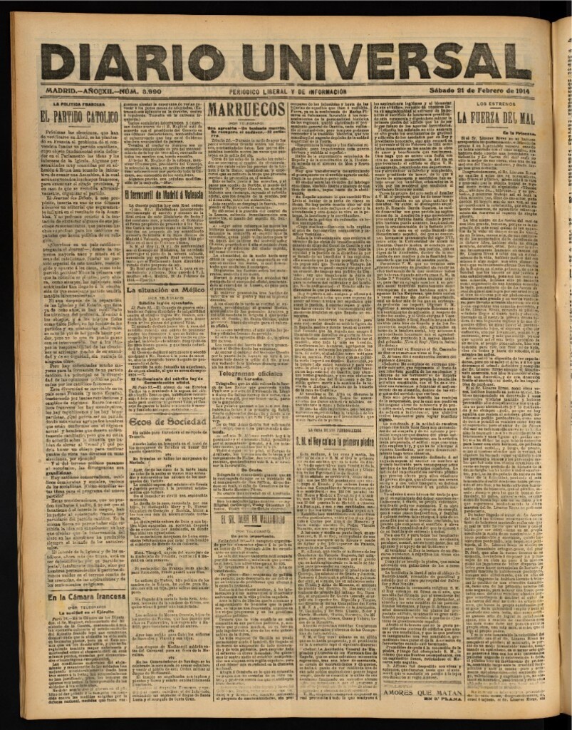 Miniatura de Diario Universal del 21 de febrero de 1914
