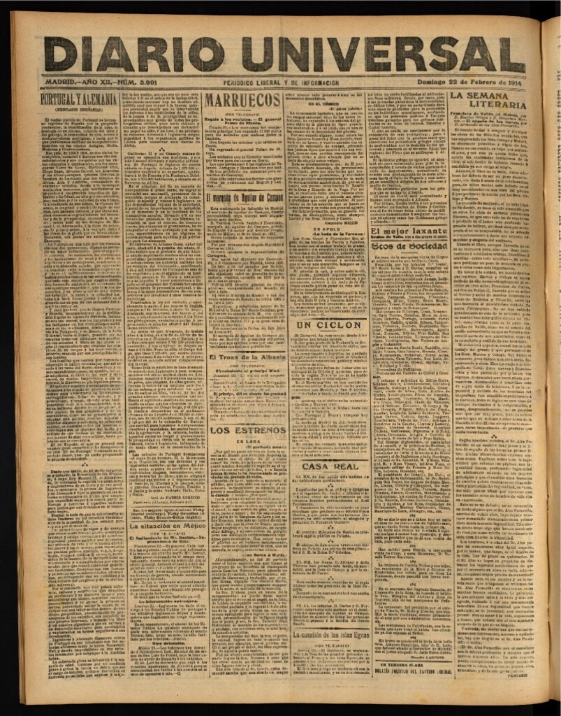 Miniatura de Diario Universal del 22 de febrero de 1914