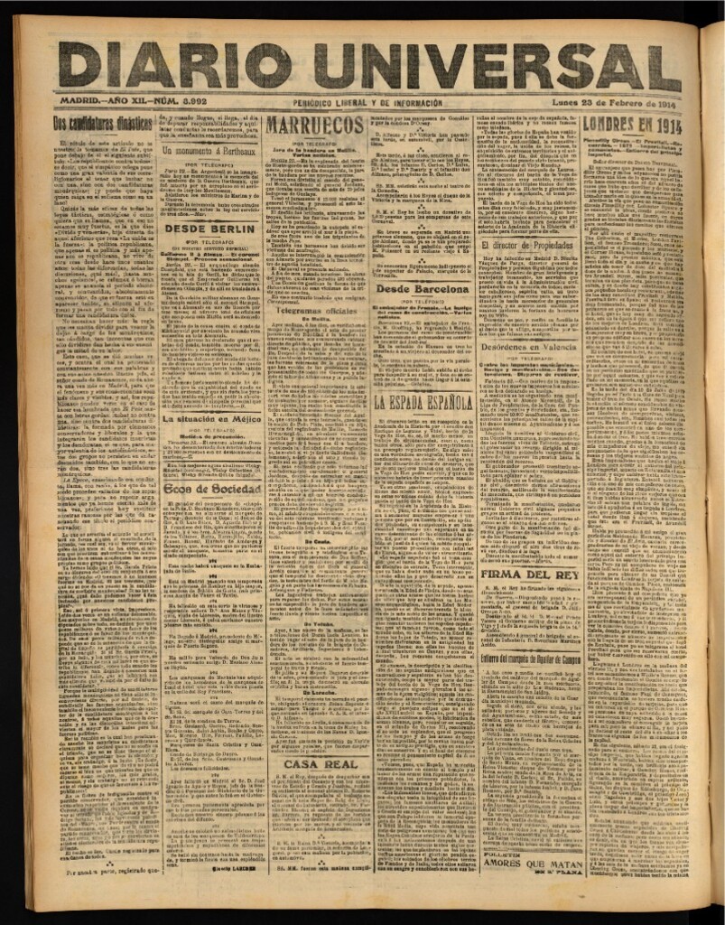 Miniatura de Diario Universal del 23 de febrero de 1914