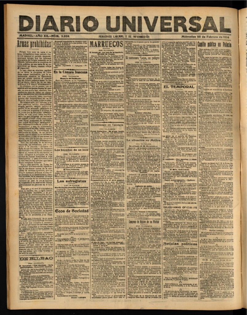 Miniatura de Diario Universal del 25 de febrero de 1914