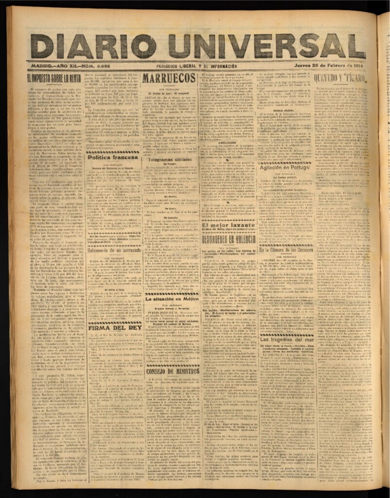 Miniatura de Diario Universal del 26 de febrero de 1914