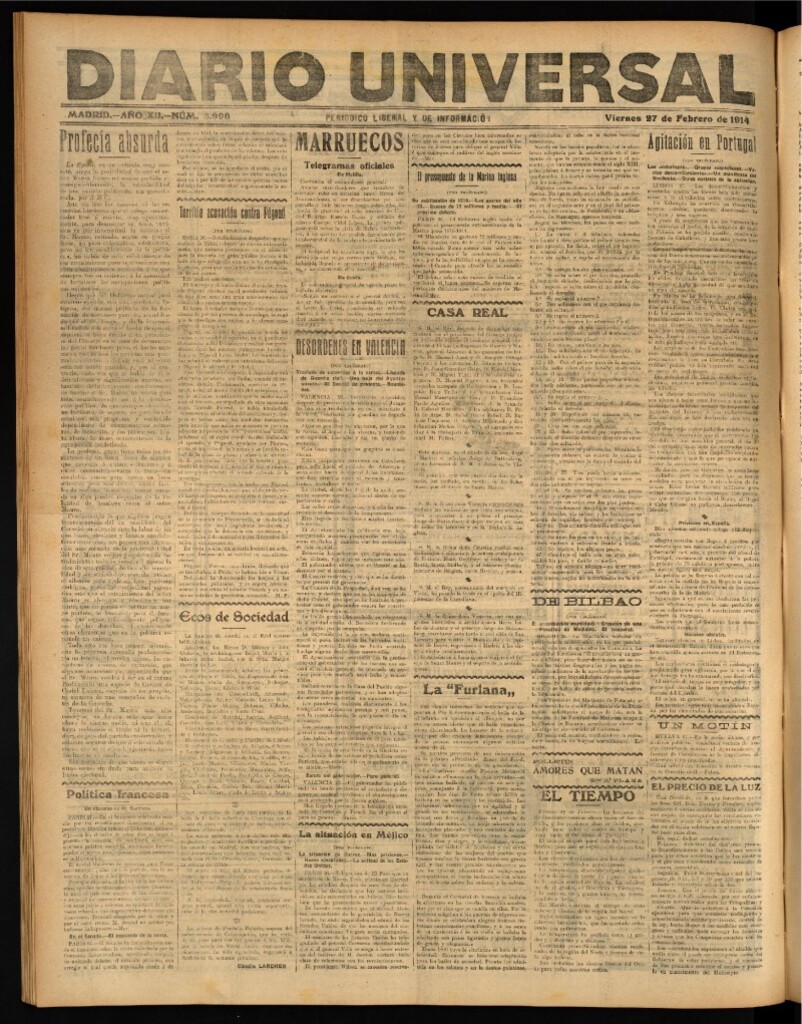 Miniatura de Diario Universal del 27 de febrero de 1914
