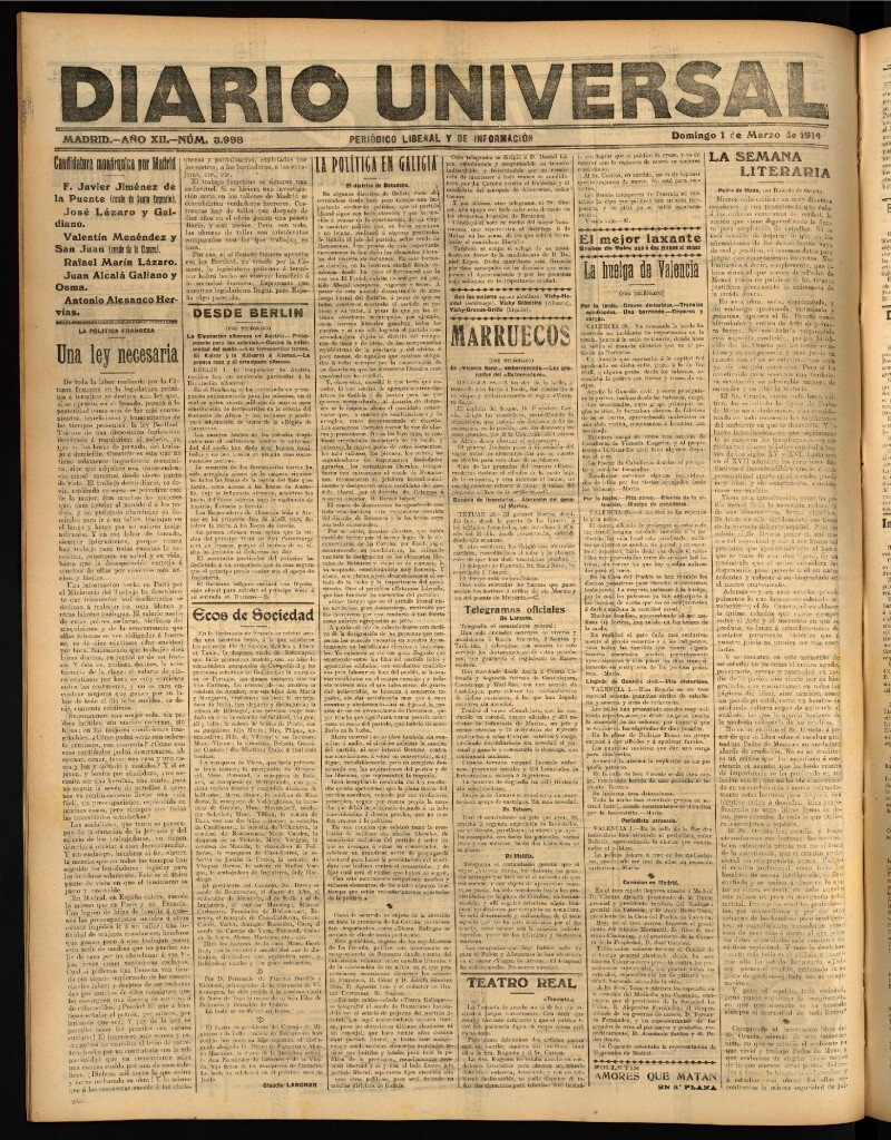 Miniatura de Diario Universal del 1 de marzo de 1914