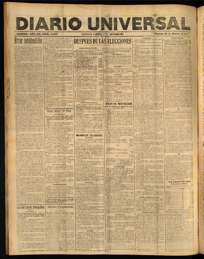 Miniatura de Diario Universal del 10 de marzo de 1914