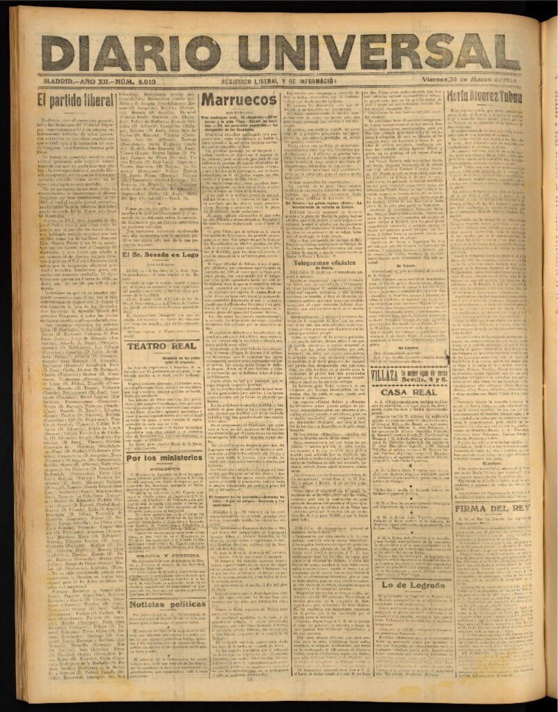 Miniatura de Diario Universal del 13 de marzo de 1914