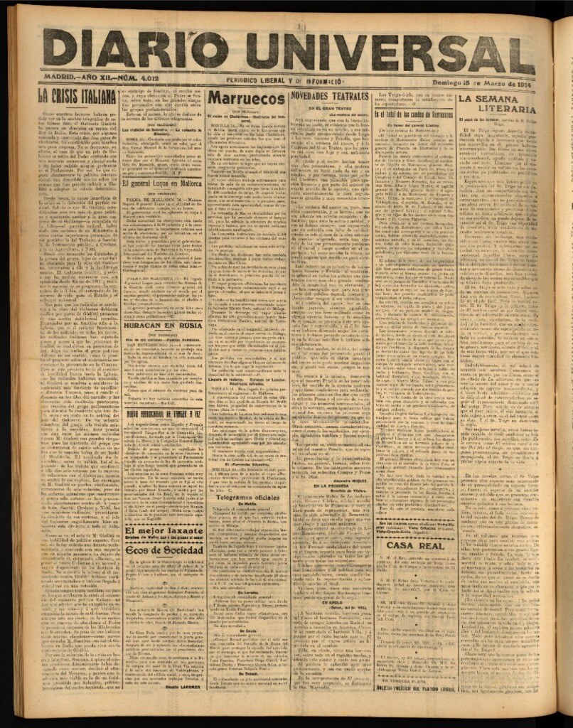 Miniatura de Diario Universal del 15 de marzo de 1914