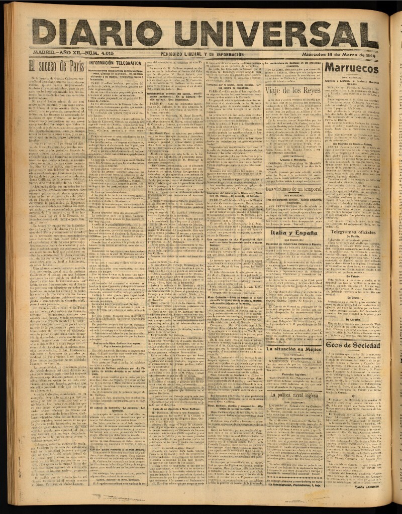 Miniatura de Diario Universal del 18 de marzo de 1914