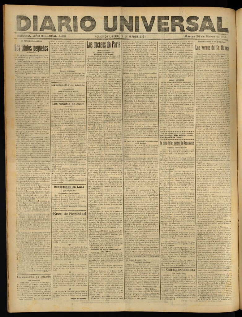 Miniatura de Diario Universal del 24 de marzo de 1914