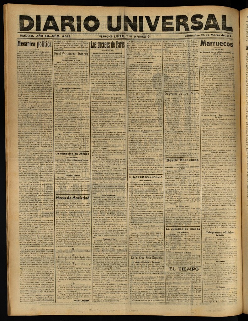 Miniatura de Diario Universal del 25 de marzo de 1914