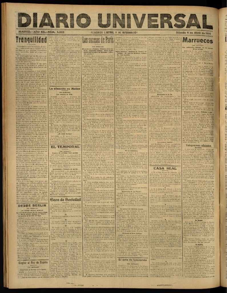 Miniatura de Diario Universal del 4 de abril de 1914
