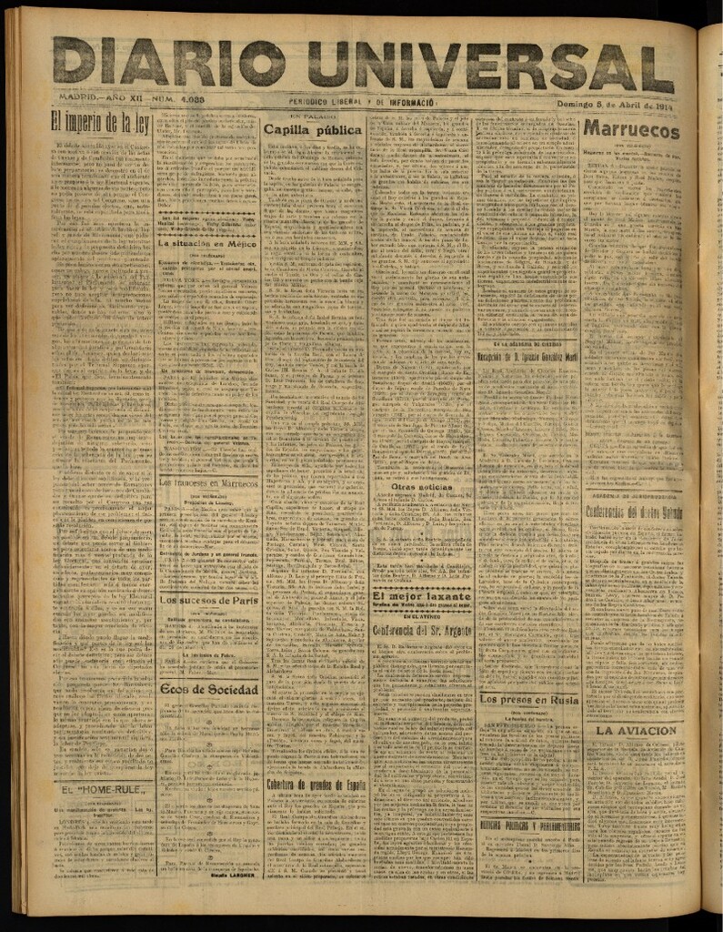 Miniatura de Diario Universal del 5 de abril de 1914