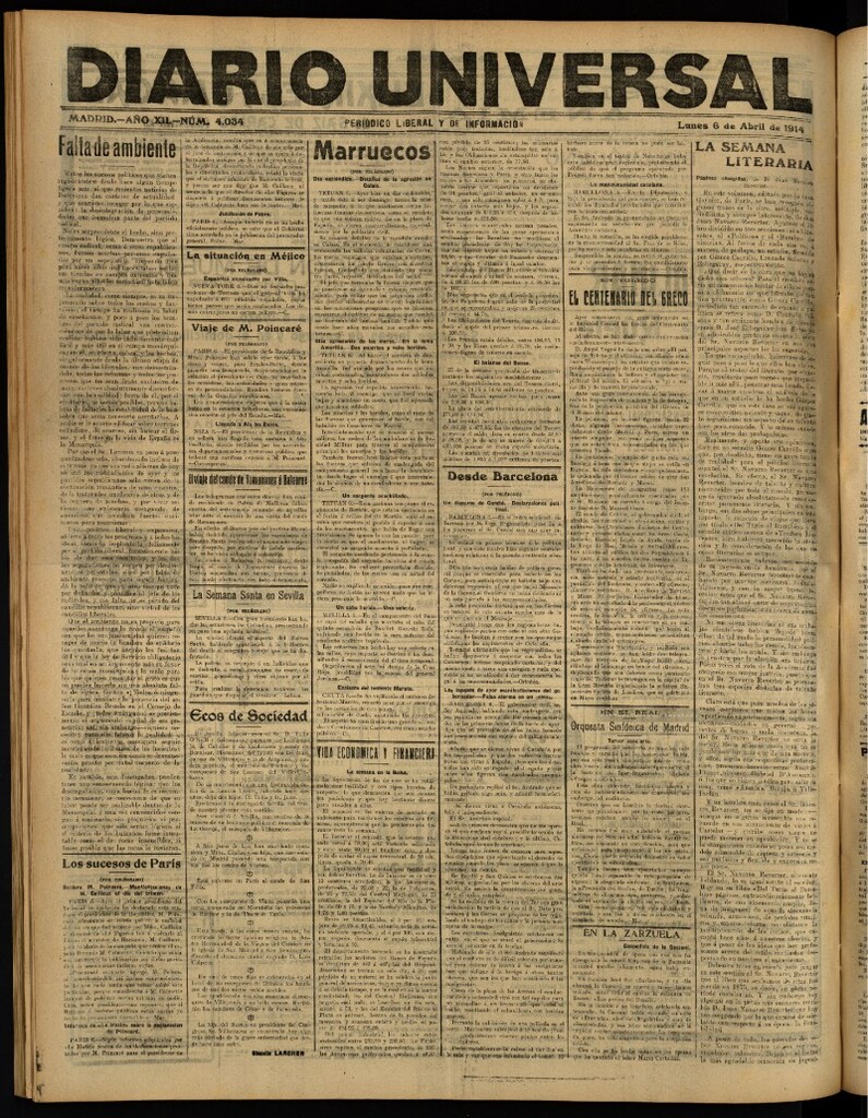 Miniatura de Diario Universal del 6 de abril de 1914