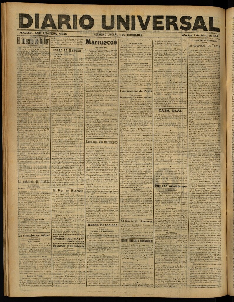 Miniatura de Diario Universal del 7 de abril de 1914