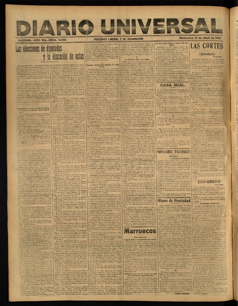 Miniatura de Diario Universal del 15 de abril de 1914