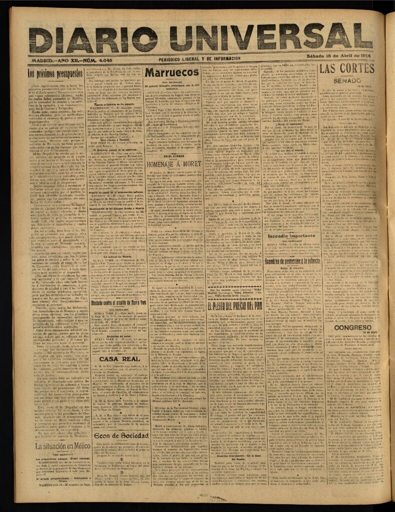 Miniatura de Diario Universal del 18 de abril de 1914
