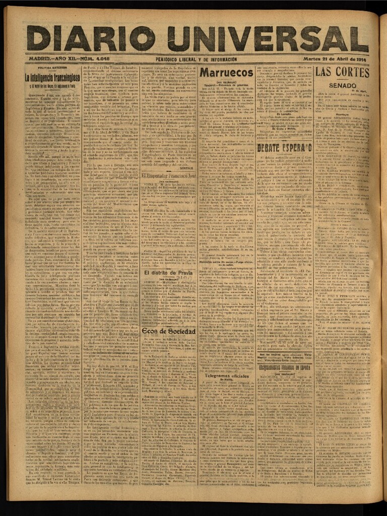 Miniatura de Diario Universal del 21 de abril de 1914