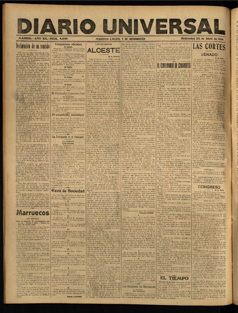 Miniatura de Diario Universal del 22 de abril de 1914