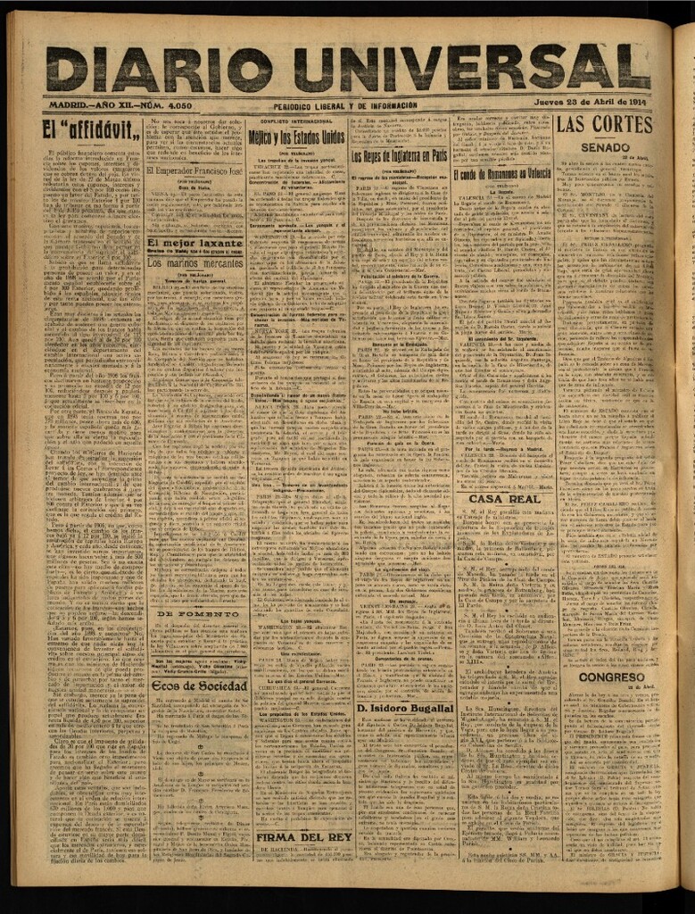 Miniatura de Diario Universal del 23 de abril de 1914