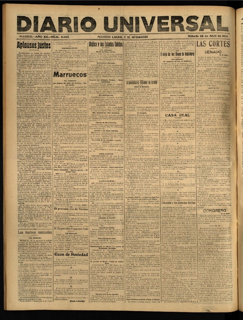 Miniatura de Diario Universal del 25 de abril de 1914
