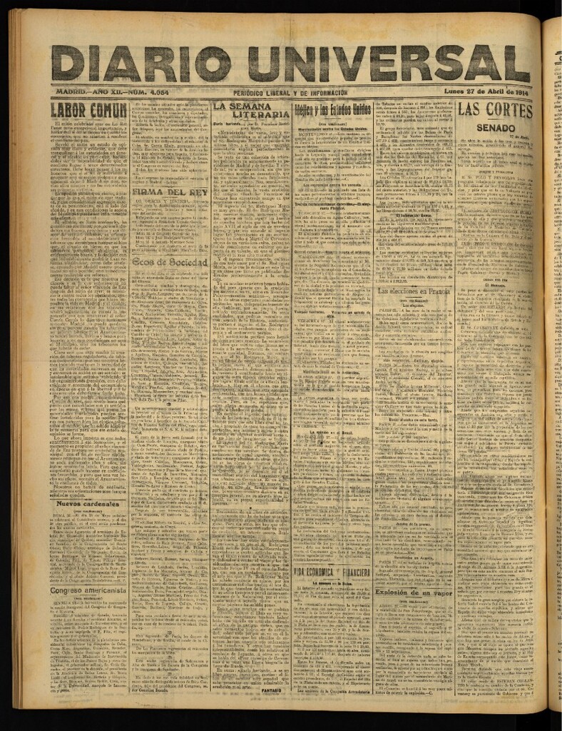 Miniatura de Diario Universal del 27 de abril de 1914