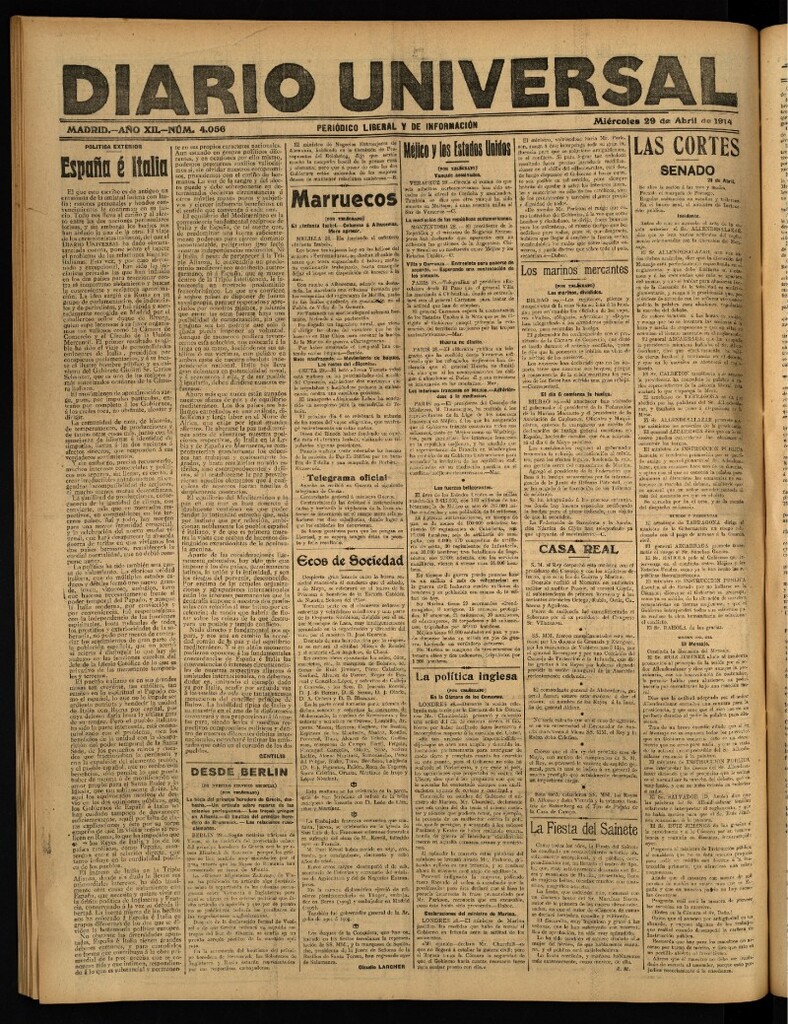 Miniatura de Diario Universal del 29 de abril de 1914