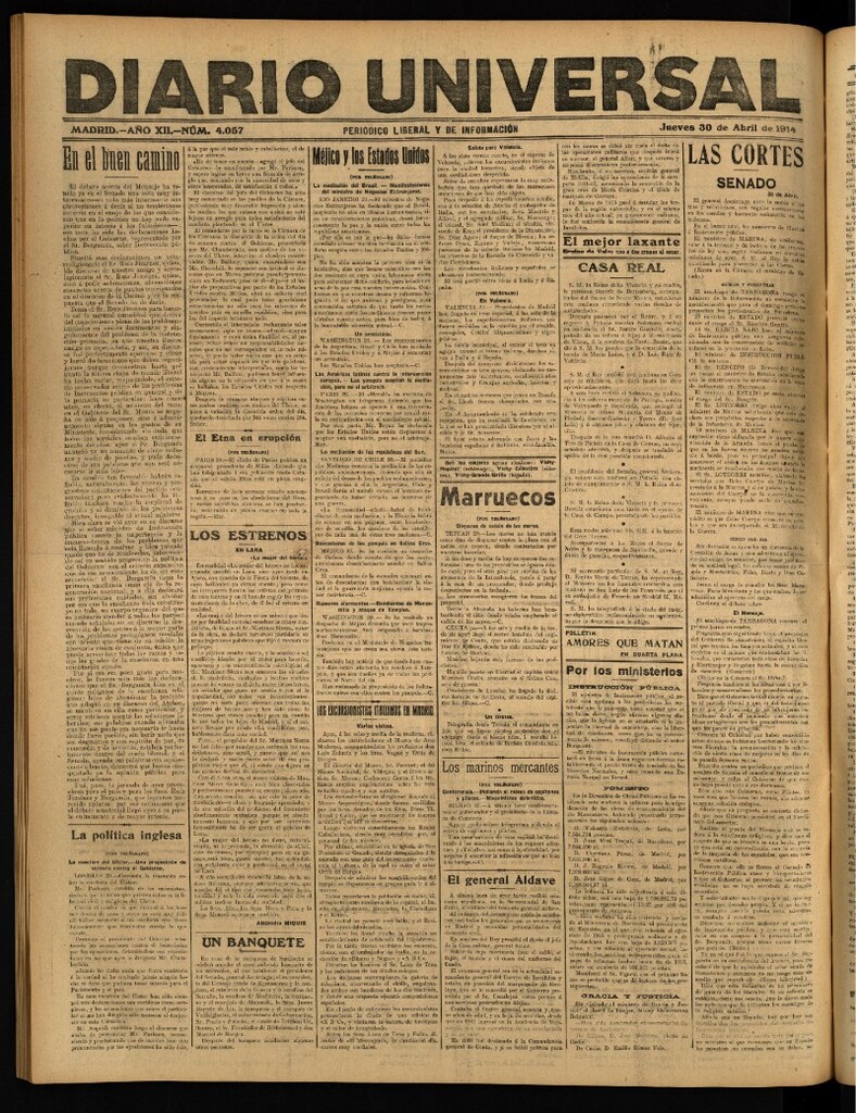 Miniatura de Diario Universal del 30 de abril de 1914