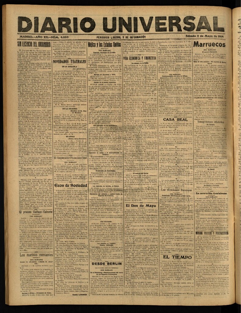 Miniatura de Diario Universal del 2 de mayo de 1914