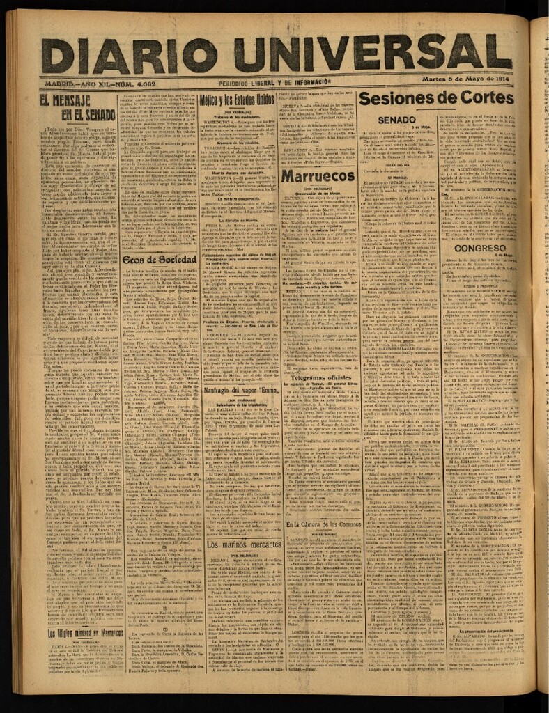 Miniatura de Diario Universal del 5 de mayo de 1914