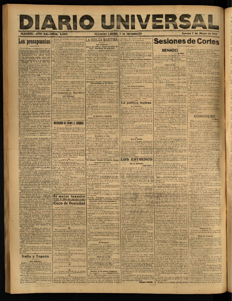 Miniatura de Diario Universal del 7 de mayo de 1914