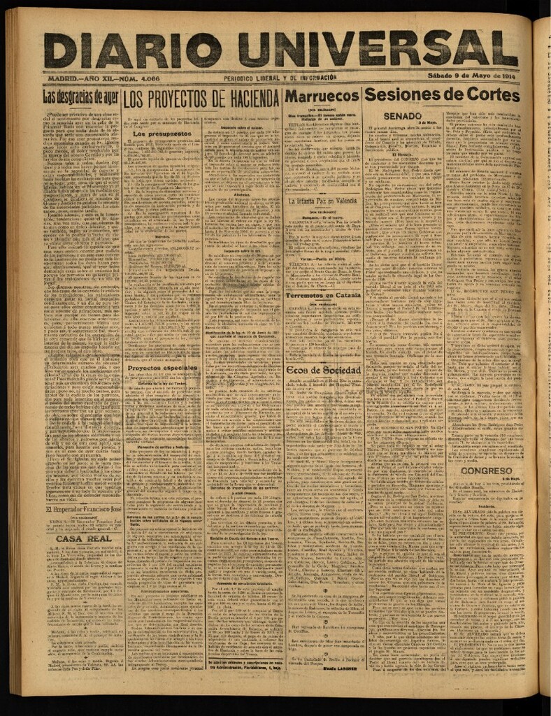Miniatura de Diario Universal del 9 de mayo de 1914