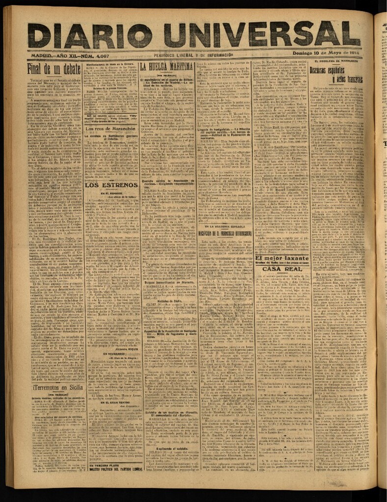 Miniatura de Diario Universal del 10 de mayo de 1914