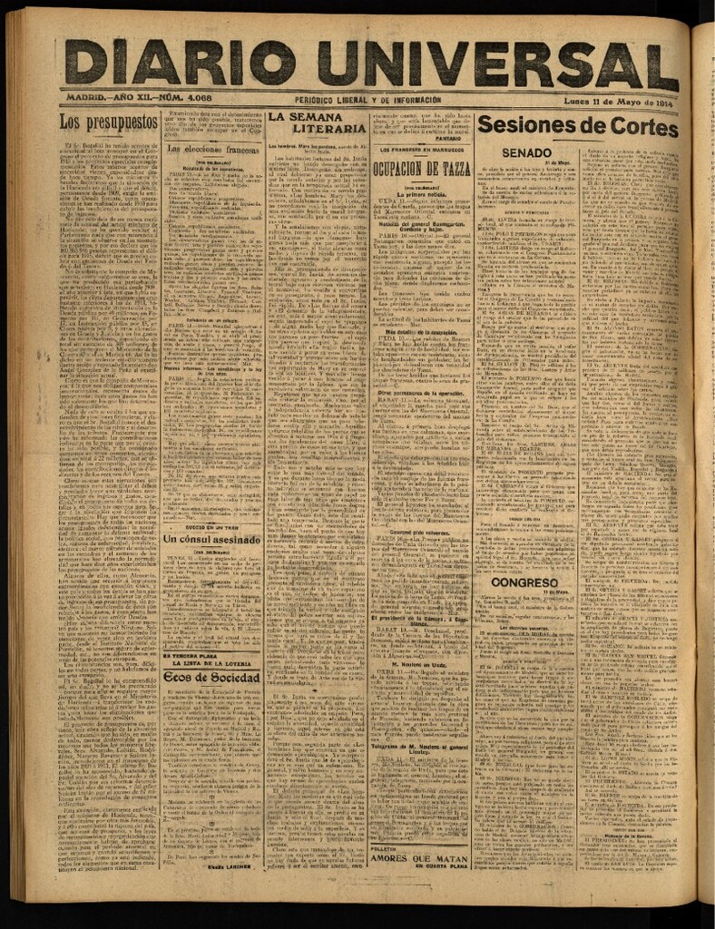 Miniatura de Diario Universal del 11 de mayo de 1914