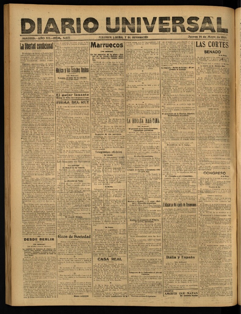 Miniatura de Diario Universal del 14 de mayo de 1914