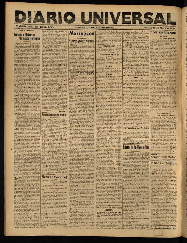 Miniatura de Diario Universal del 15 de mayo de 1914