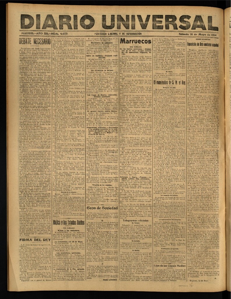 Miniatura de Diario Universal del 16 de mayo de 1914