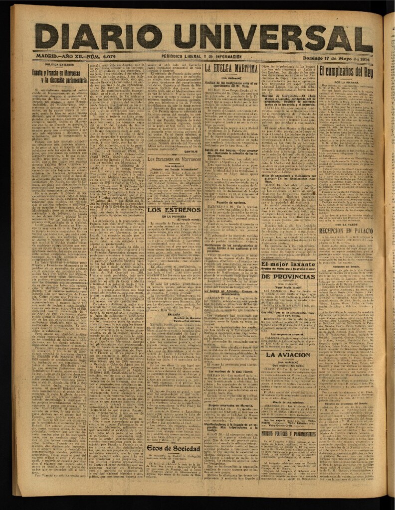 Miniatura de Diario Universal del 17 de mayo de 1914