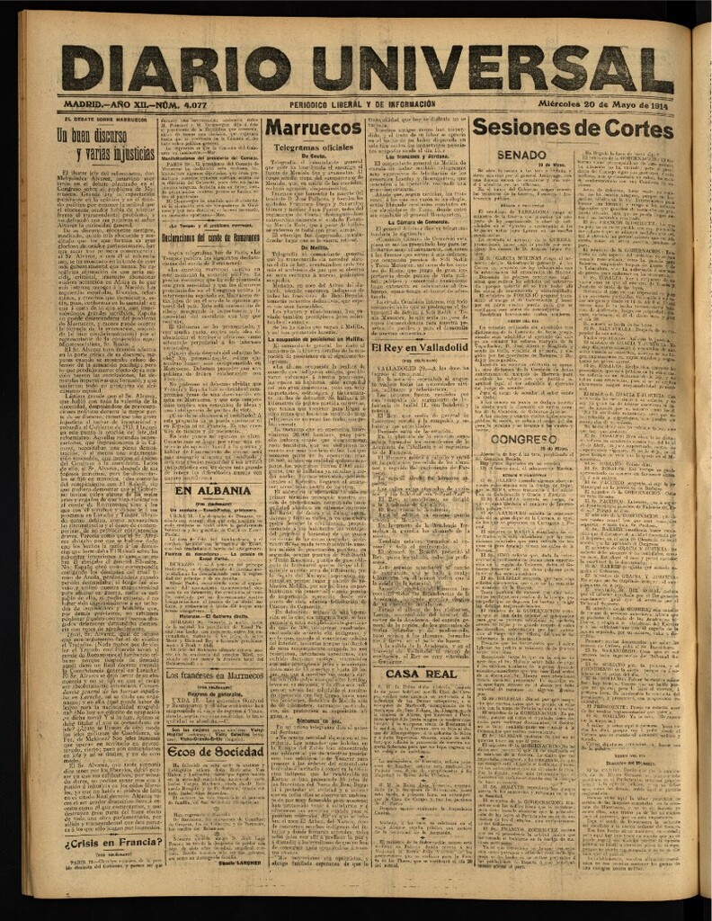 Miniatura de Diario Universal del 20 de mayo de 1914