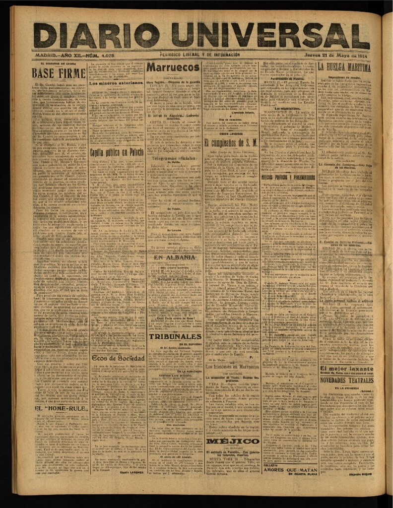 Miniatura de Diario Universal del 21 de mayo de 1914