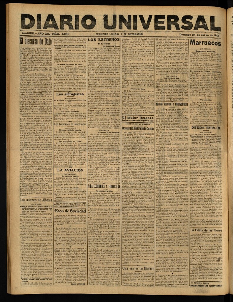 Miniatura de Diario Universal del 24 de mayo de 1914
