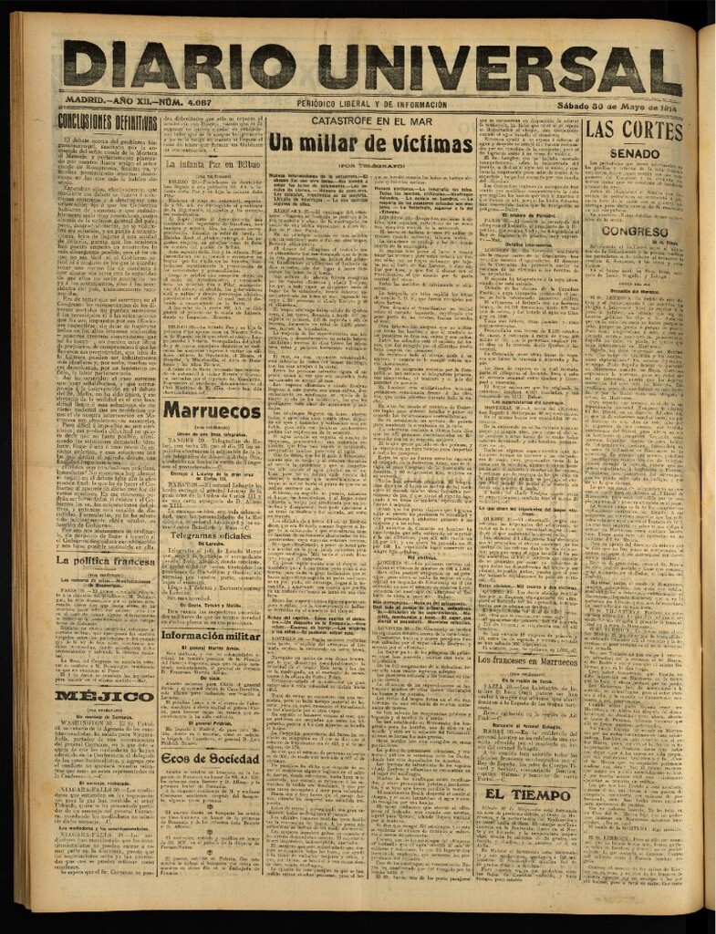 Miniatura de Diario Universal del 30 de mayo de 1914