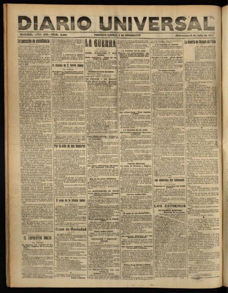 Miniatura de Diario Universal del 14 de julio de 1915