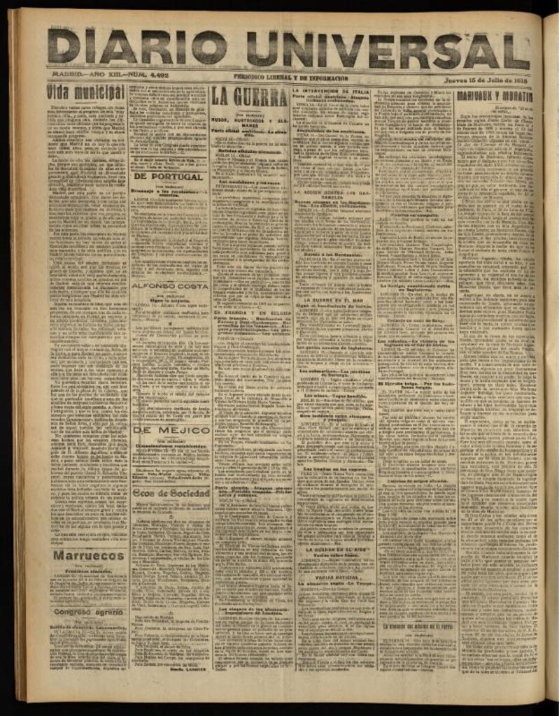 Miniatura de Diario Universal del 15 de julio de 1915